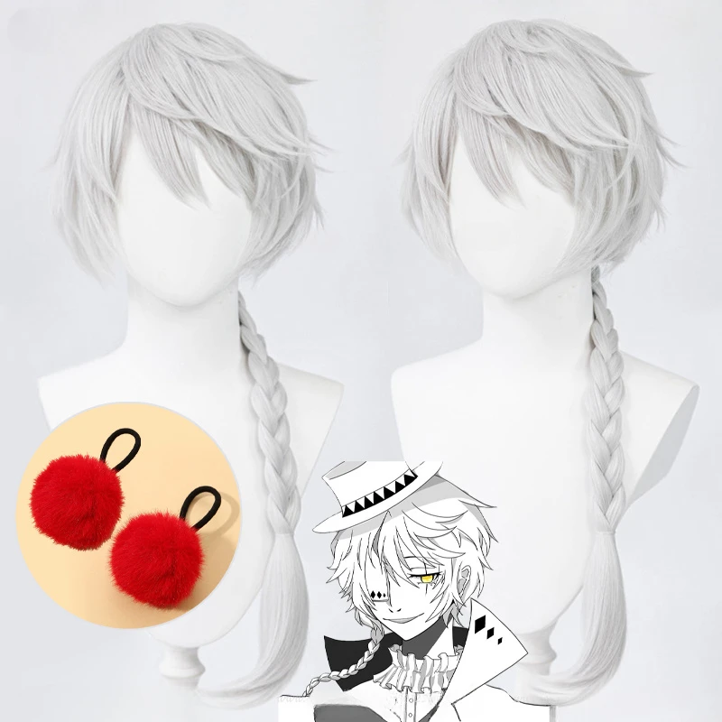 Anime Cos Season 4 Nikolai Gogol Cosplay Wig Long Silvery White Braid Wigs Heat Resistant Synthetic Hair Wigs