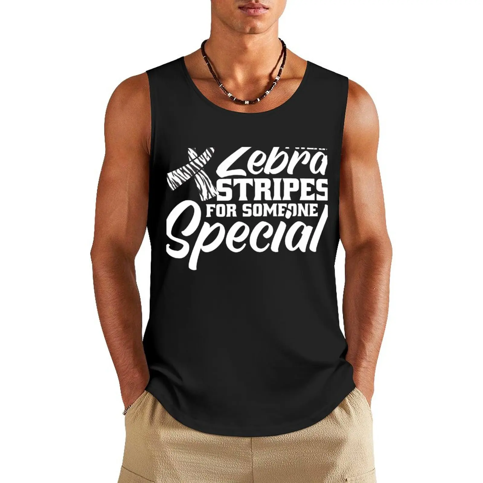 

I Wear Zebra Stripes For Someone Special. Rare Disease Tank Top Men's sleeveless gym shirts gym top