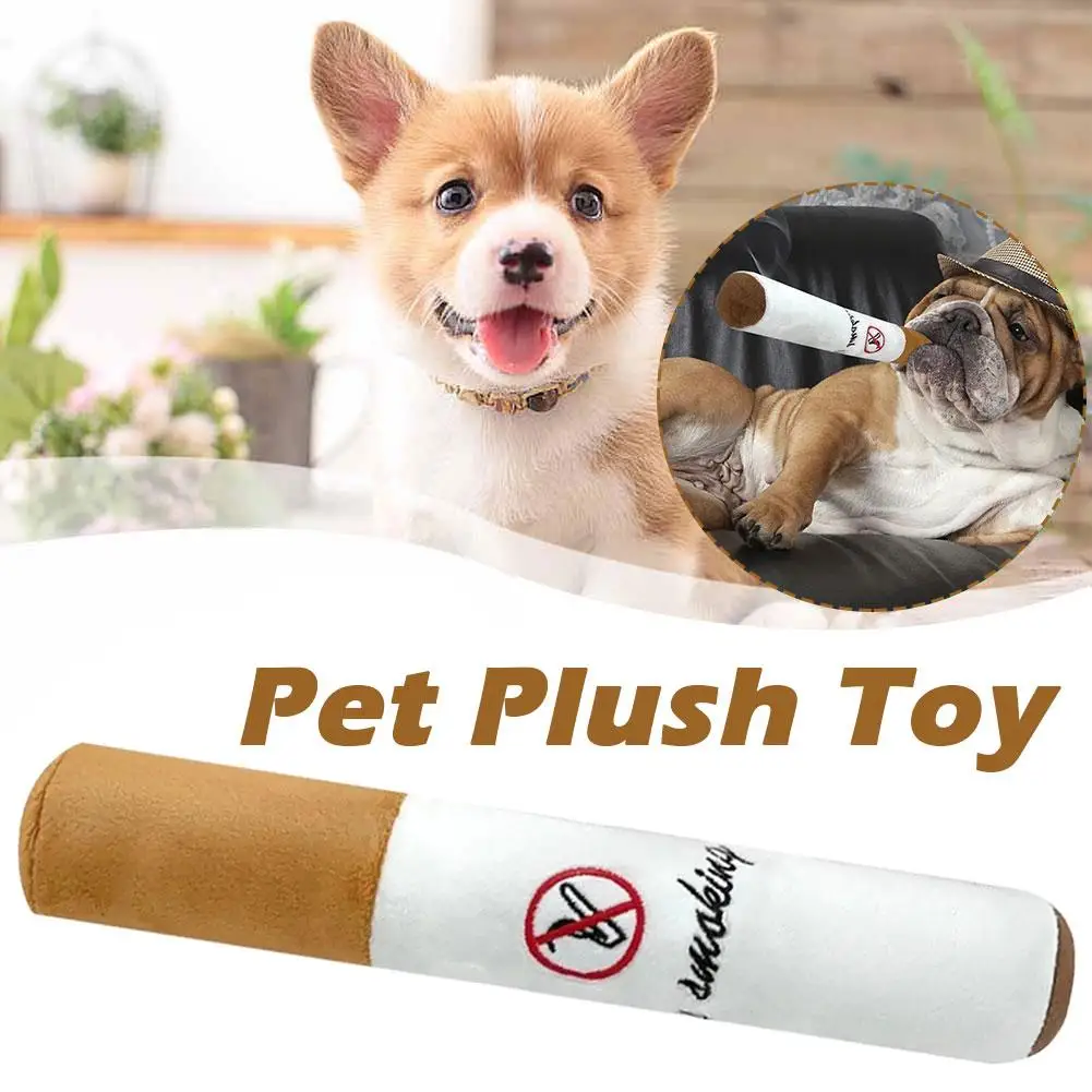 Pet Funny Toys Cigar Big Smoke Plush Sound Squeak Fake Chew Dog Resistant Cigarettes Pet Interactive Molar Bite Toys Toy Ga W1R4