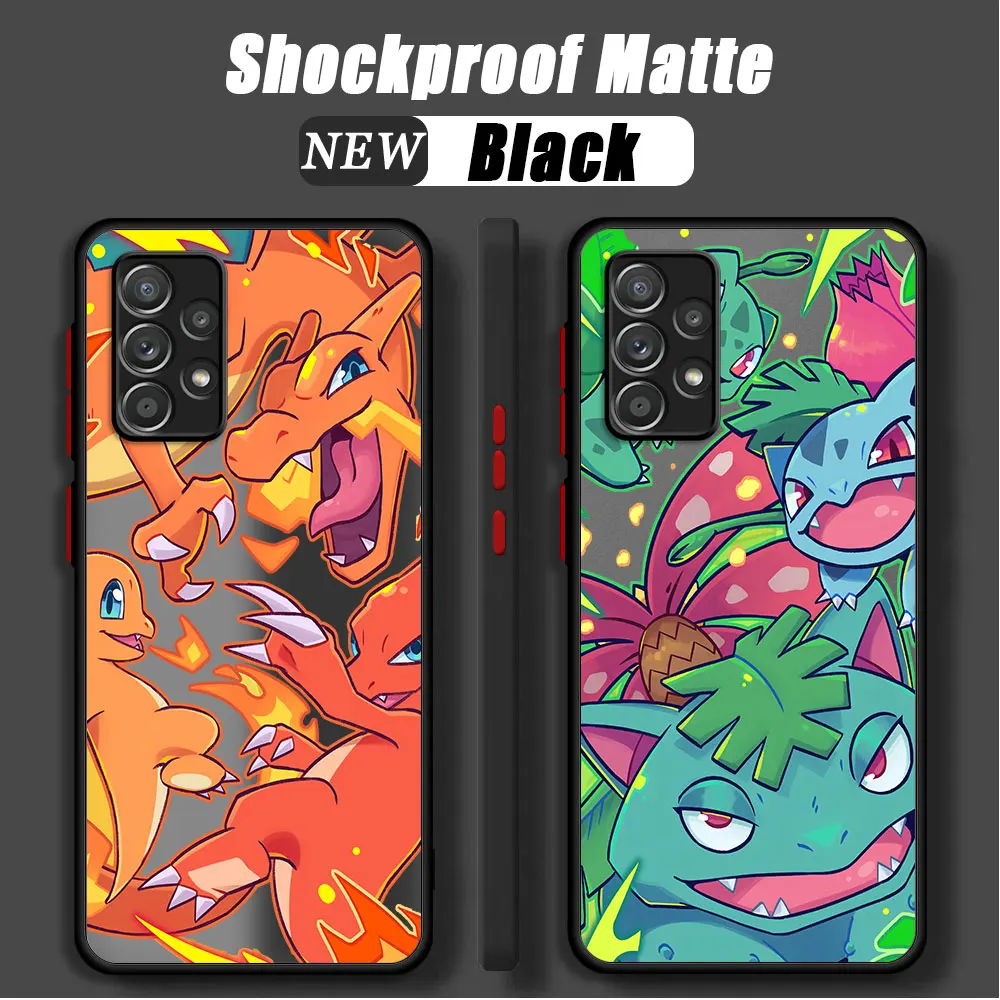 

Matte Case For Samsung Galaxy A54 A52 A14 A53 A34 A13 A12 A32 A21s A23 A51 A33 A71 A50 A22 Phone Cover Charizard Pokemon Pikachu