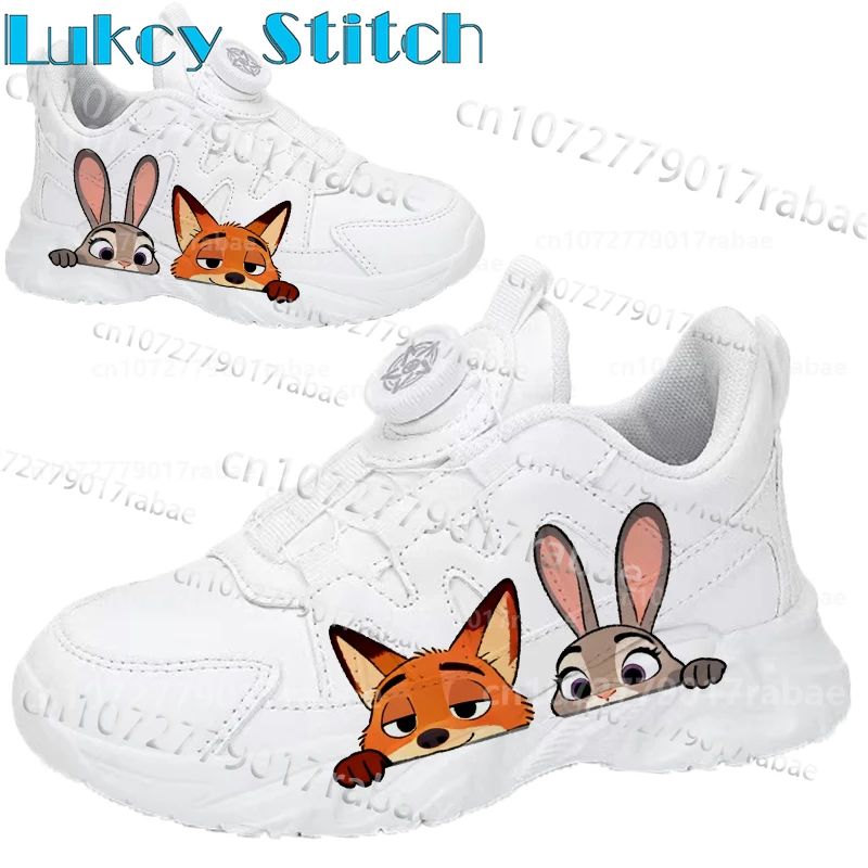 

Hot Selling Zootopia High Quality Children Printing shoes boys girls Judy Nick Couple Print Simple thick sole White shoes