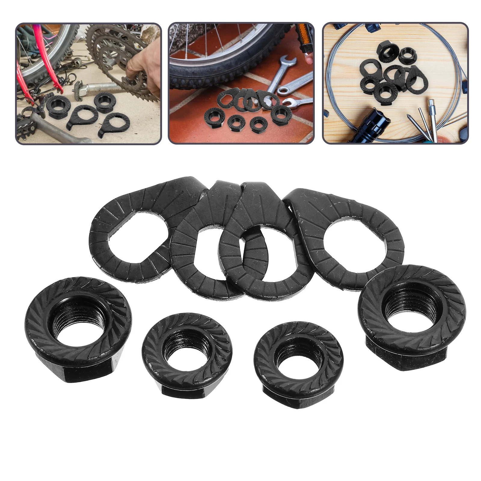 1 set 1 Set Wheel Axle For Bike Iron Flange Nuts Durable Nuts Protective Washers Kit For Bicycle Wide Application