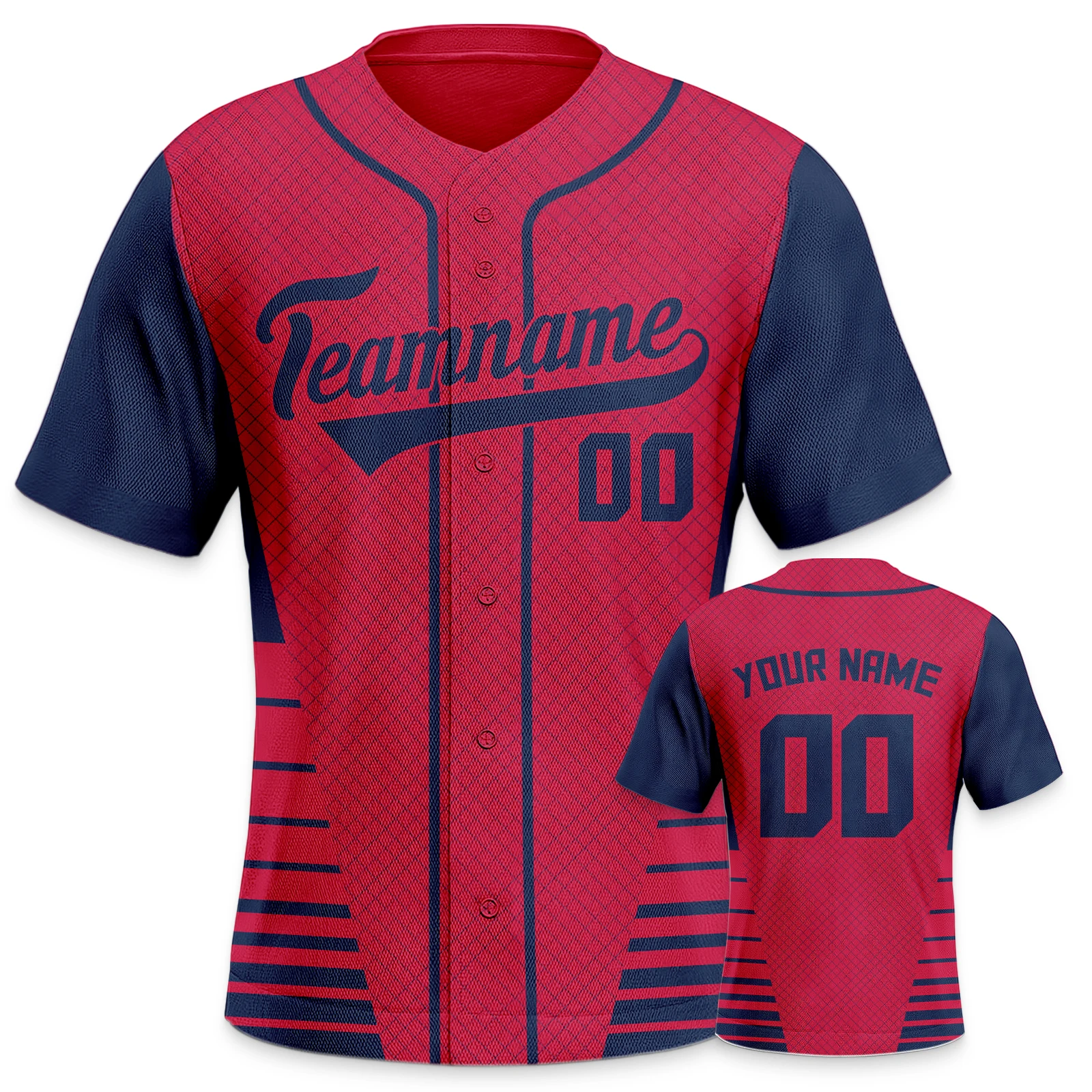 Custom Baseball Jersey Red Navy Print Name Number Team Training Shirt Men Women Youth Kids Personalized Sportswear Fans Gift