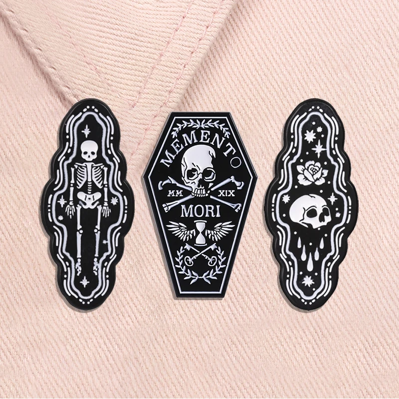 Halloween Series Enamel Pins Punk Ghost Coffin Jack-o'-lantern Day of the Dead Skull Witch Cat Brooch Lapel Badge Jewelry Gifts