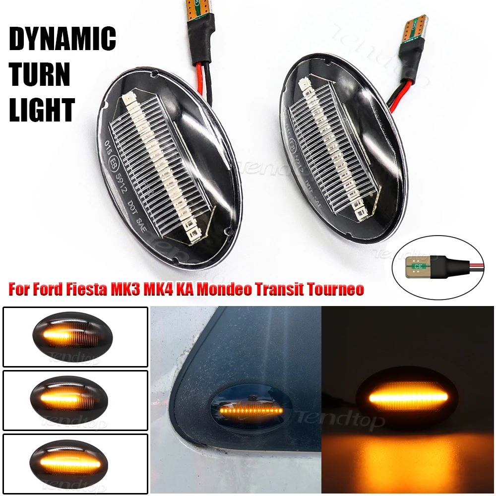 Sequential Flashing LED Turn Signal Side Marker Light For Ford Fiesta III IV MK3 MK4 1990 2000 2001 KA Mondeo I Transit Tourneo