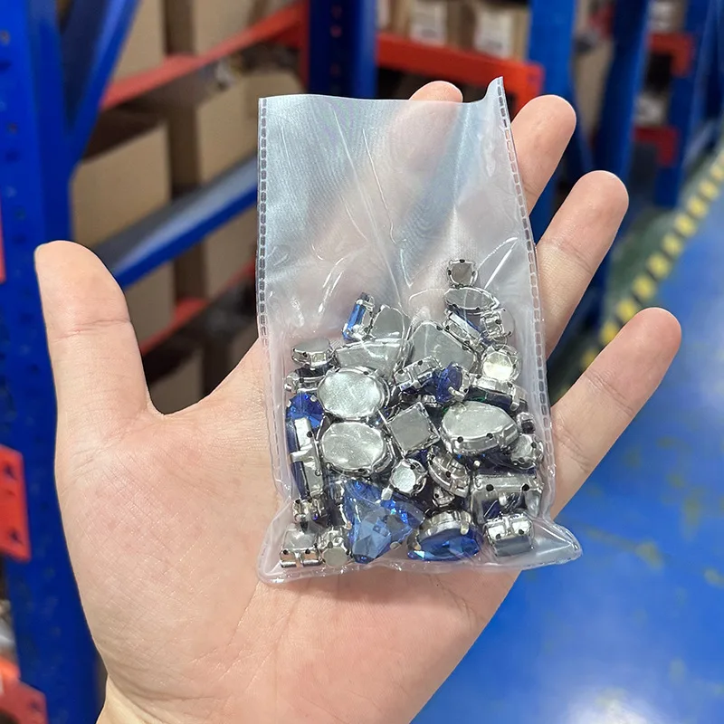 Strass de garra de cristal de vidro, 50 peças, formato misto, parte traseira lisa, cores ab, base prateada para roupas diy, sapatos, artesanato, contas