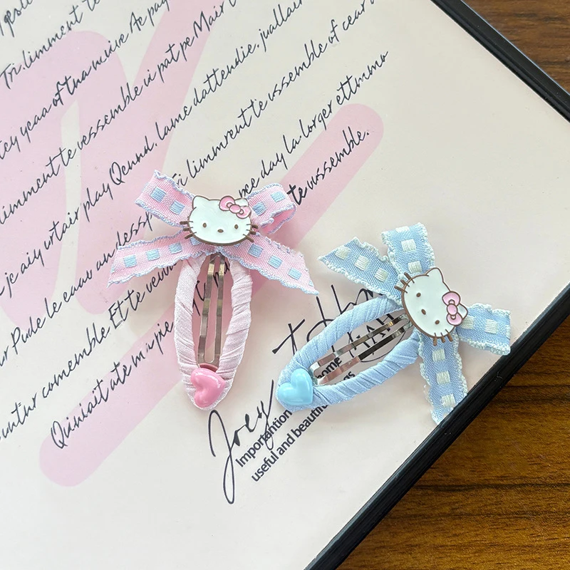 

Sanrio Hello Kitty Bow Hair Clip Cartoon Anime Cute Children KT Cat BB Clip Fashionable Hair Accessories Girls Holiday Gifts
