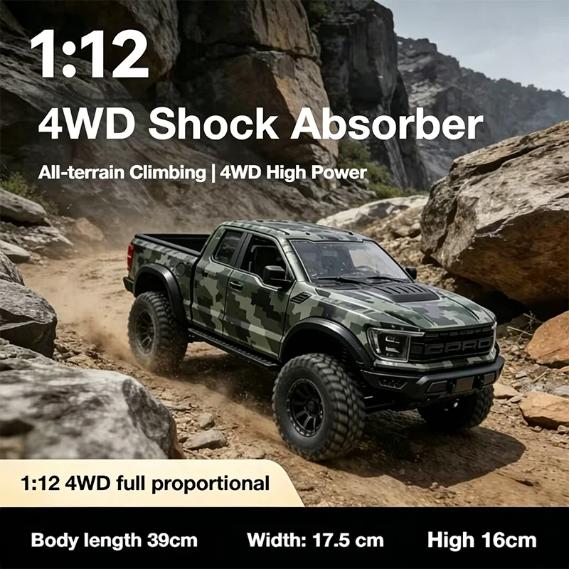 

HX Новый F-150 Raptor 1:12 Большой масштаб 4WD Внедорожник Пикап Модель автомобиля с дистанционным управлением Радиоуправляемый альпинистский автомобиль Игрушка F150 Raptor
