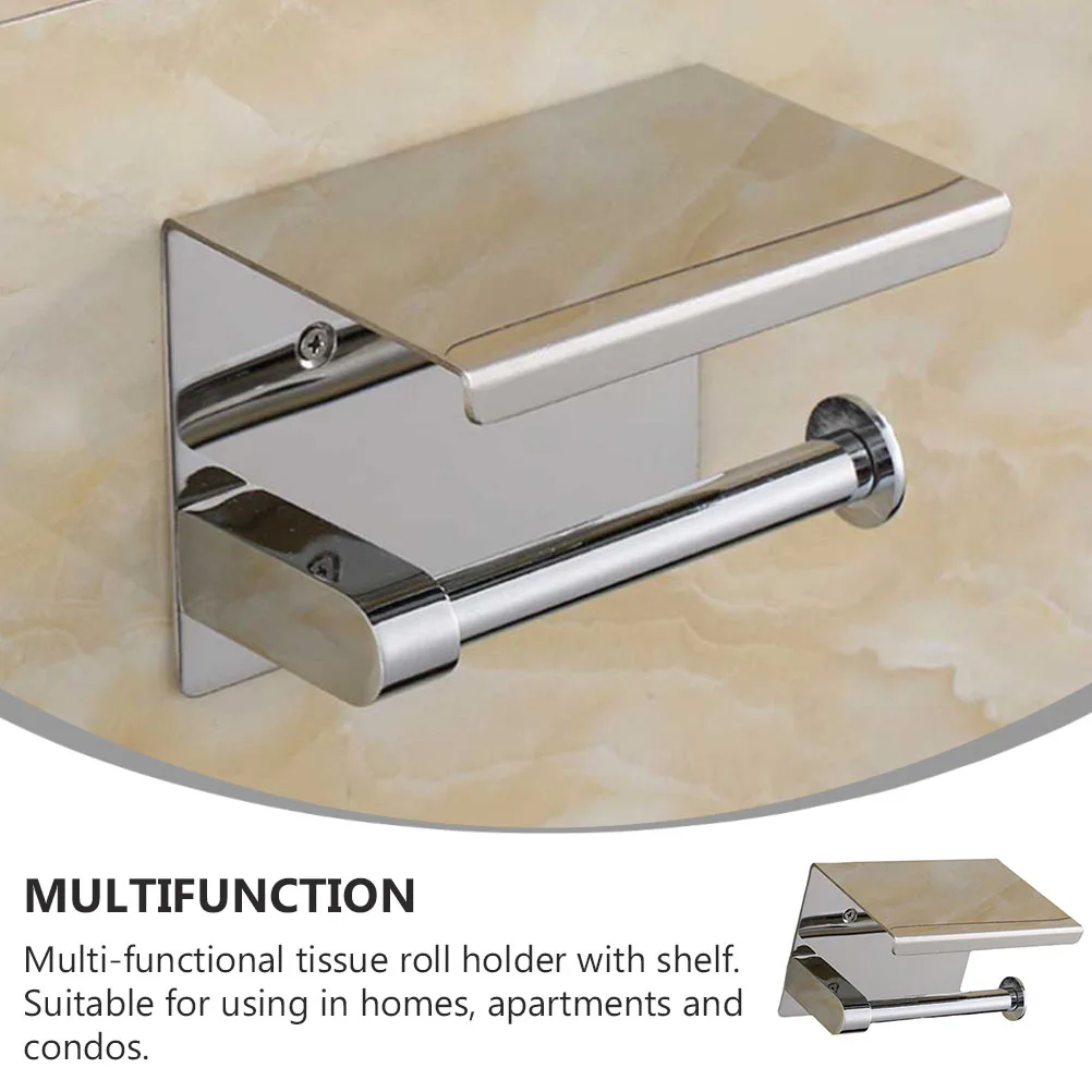 

Держатель для рулонной бумаги, полка для хранения из нержавеющей стали, стойка для мобильного телефона, серебряный держатель для туалетной бумаги, органайзер для настенного крепления для ванной комнаты и кухни