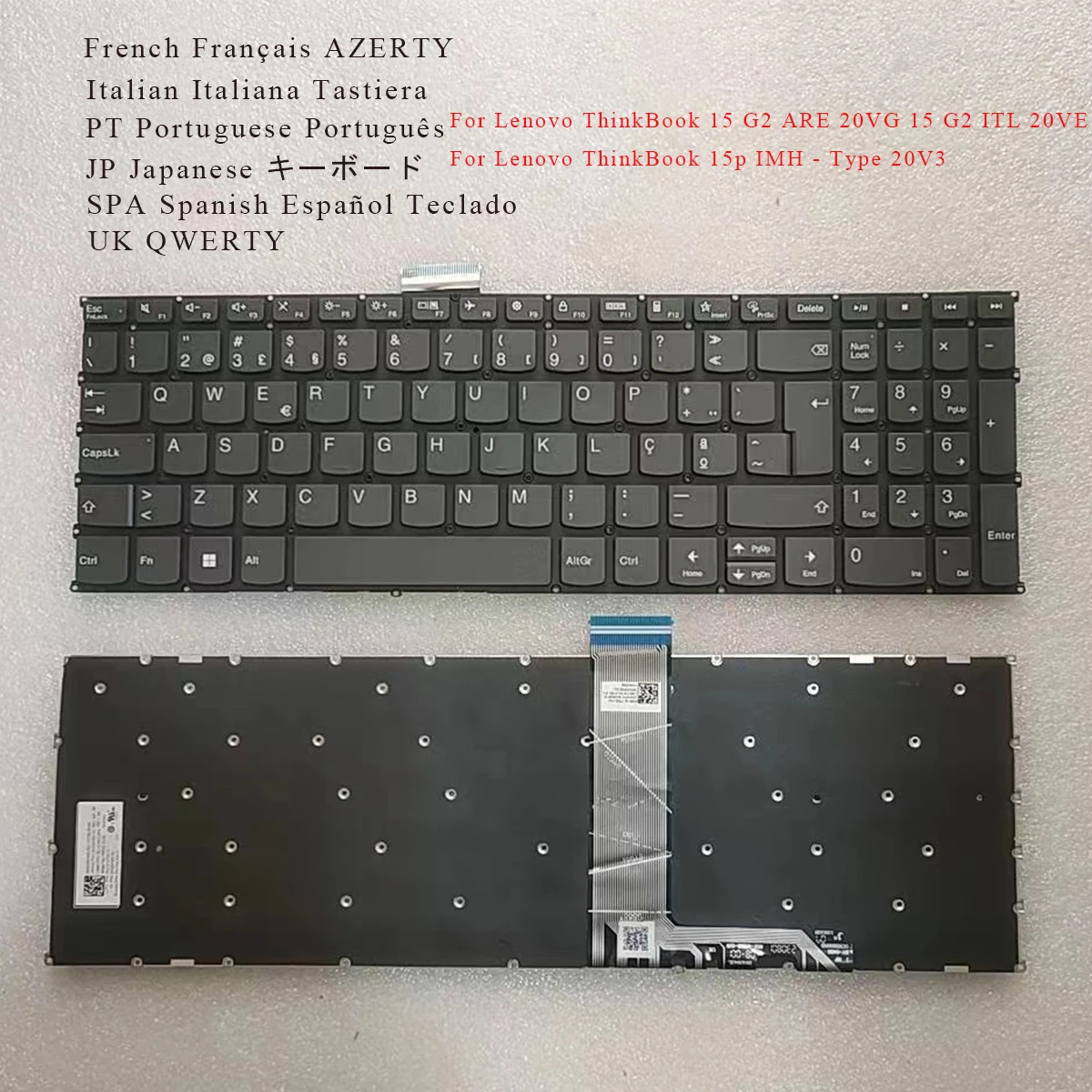 

НОВАЯ французско-испанская португальская клавиатура IT UK JP для Lenovo ThinkBook 15 G2 ARE 20VG 15 G2 ITL 20VE, 15p IMH — тип 20V3 с подсветкой