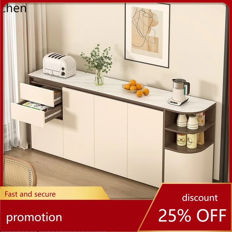 CZ Vintage Style Arc-Shaped Stone Sideboard Wall-Mounted Integrated Storage Thin Living Room Tea Cabinet