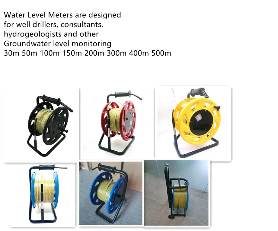 100m Hot Sale Deep Borehole Well Portable Water Level Sensor Price Groundwater Survey Equipment Water Level Dip Meter