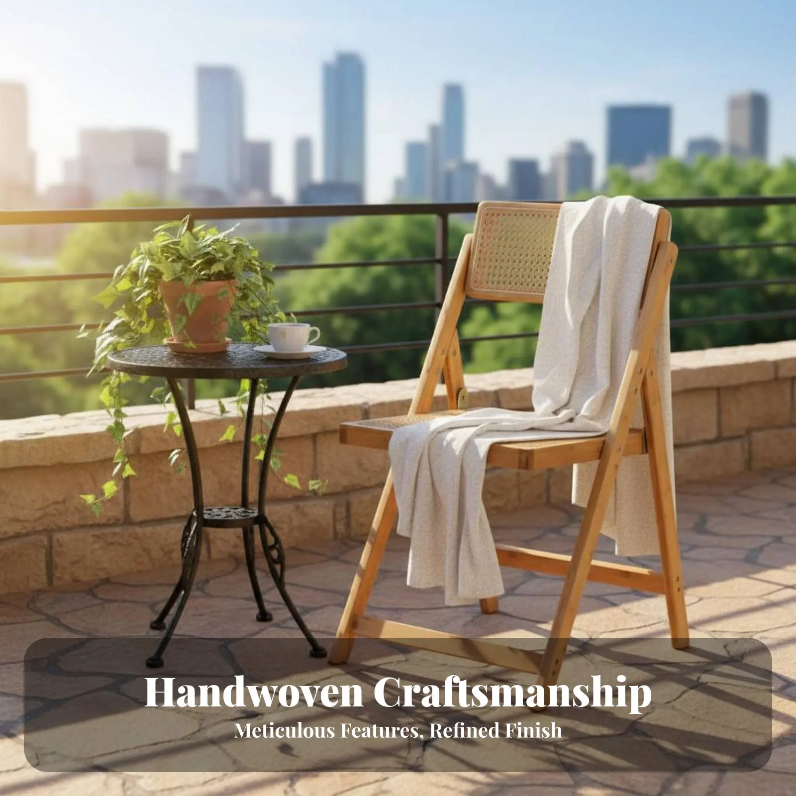 

Складное кресло из плетеной тростниковой сетки с поддержкой для спины и противоскользящими ножками для дома и взрослых