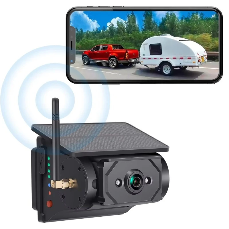 

Wireless solar backup camera with BSD artificial intelligence detection battery powered car camera DVR loop recording