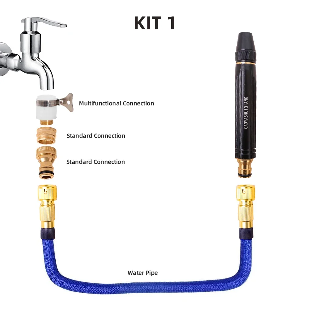 High Pressure Hose Nozzle Water Gun Garden Hose Sprinkler Metal Foam Throwing Car Wash Tool Straight Nozzle Jet Washer Sprayer