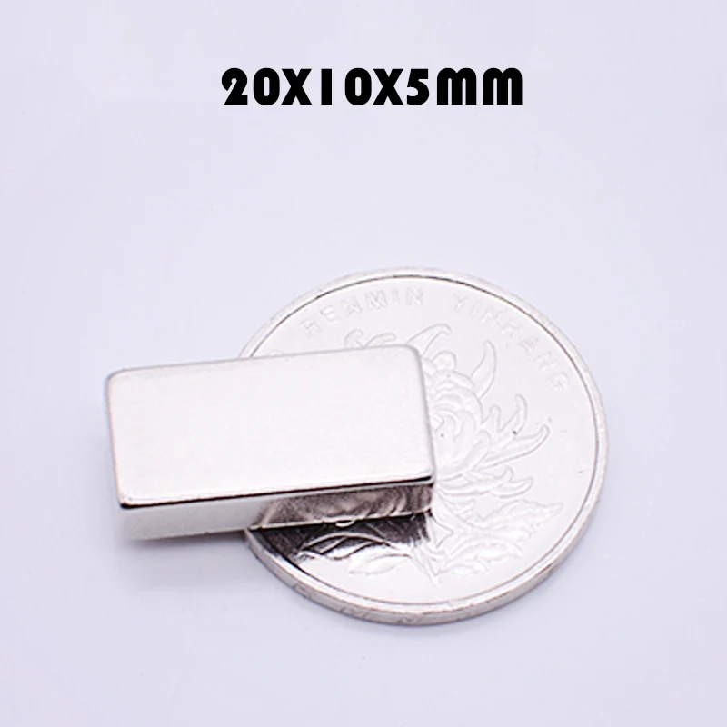 5Pcs 20x10x5 mm Neodymium Magnet Super Powerful Neodymium N35 Rare Earth Magnet 20*10*5 mm Magnets for Fridge Imanes