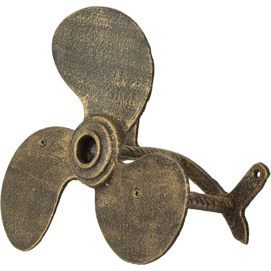 

Bronze Finish Cast Iron Boat Propeller WallMounted Decorative Garden Hose Hanger Nautical Outdoor Hose Holder Decor to Add Mari