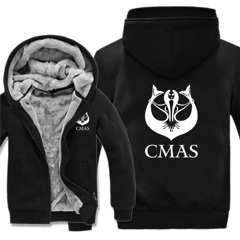 Толстовки CMAS для подводного плавания, модная куртка, зимние мужские толстые толстовки CMAS, мужское пальто с шерстяной подкладкой
