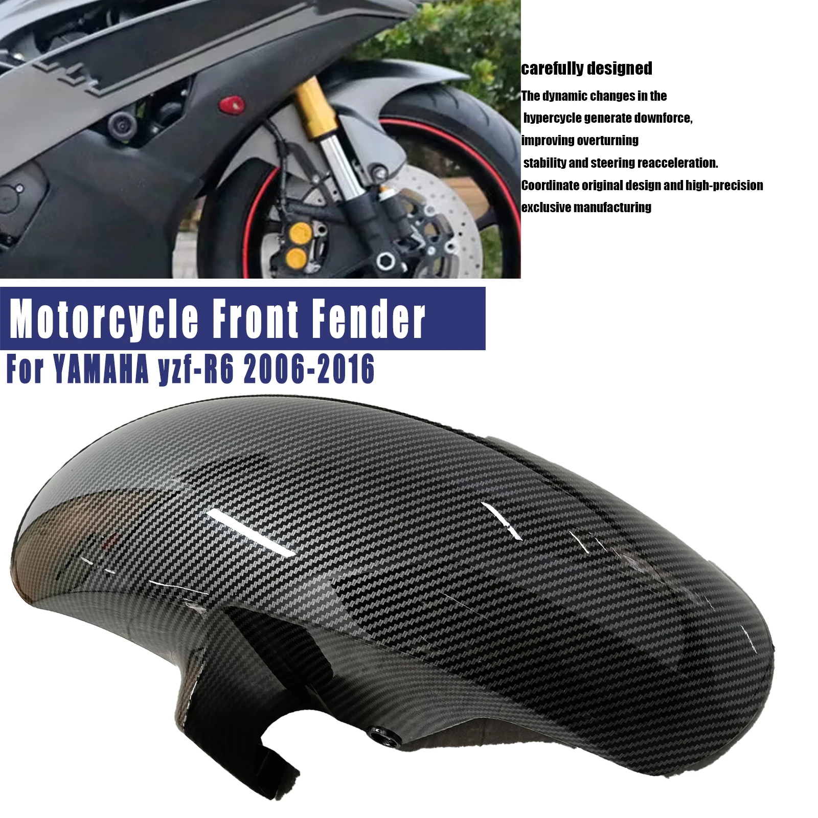 

Motorcycle Fairing For Yamaha YZFR6 YZF-R6 R6 2006-2016 ABS Carbon Fiber Front Fender Splash ABS Carbon Fiber Color