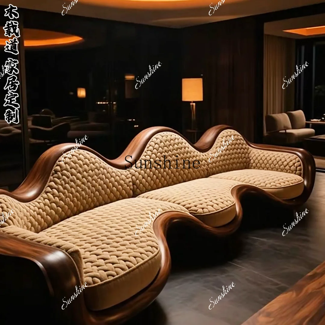 North American light luxury style solid wood three-person sofa high-end living room light luxury furniture  FT