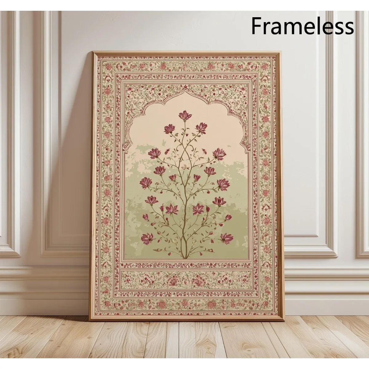 2D Flat, 2D Flat, 2D Flat 1pc Mughal Floral Arch Print, Indian Wall Art, Oriental Botanical Poster, Jaipur Palace Fresco Desi