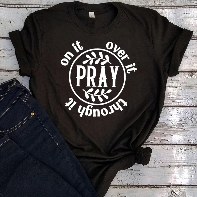 

Pray on T Shirt Women Christian Shirt Pray Aesthetic Clothes Religious Shirts Christian Gifts Bible Verse Tops Vintage m