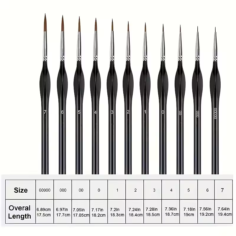 11pcs Precision Paint Brush Set for Fine Detail - Durable Miniature Brushes with Micro Tips for Warhammer 40K, Model & Art Paint - Image 4