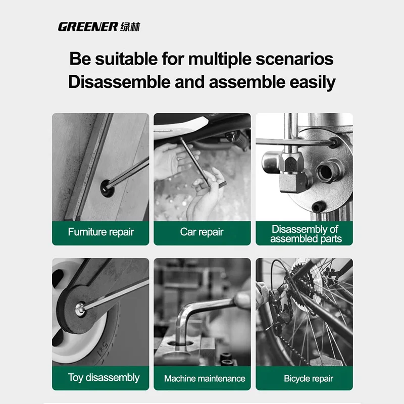 الأخضر عالية القوة مفتاح ألين عرافة وجع مجموعة متعددة الحجم مسدس المفك متري وجع المغناطيسي L نوع عرافة مفتاح ل مسامير المقبس #5