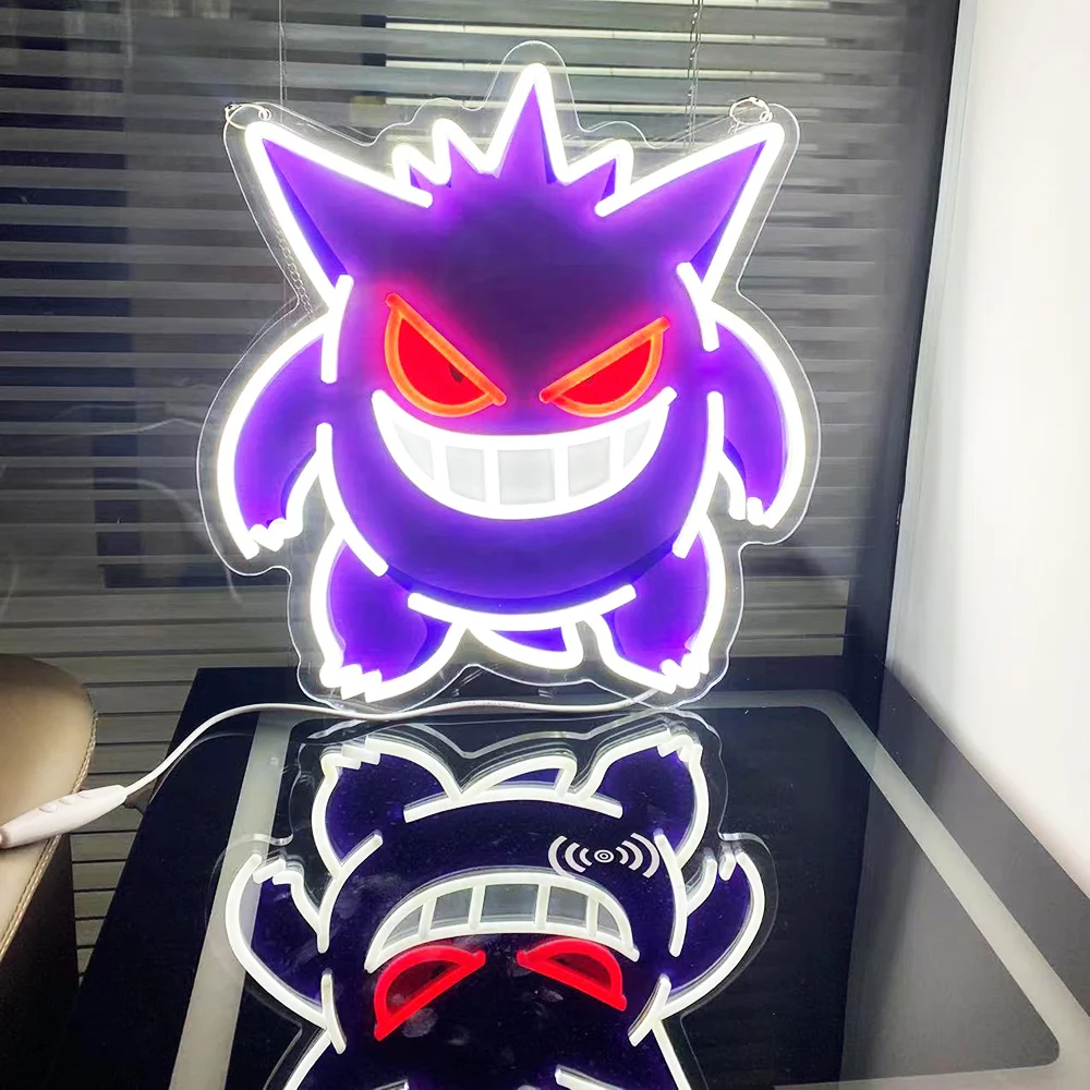 Custom Acrylic Neon LED Light  Anime Pokemon Gengar  Artwork for Home Festival Decor Party Bar Hotel Salon Business Shop,Etc.