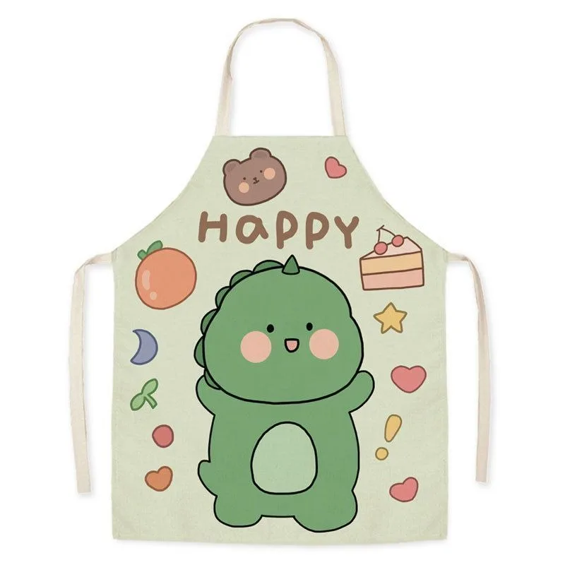 Cute little dinosaur bear rabbit pattern apron home linen children\'s cleaning apron kitchen cooking baking bib