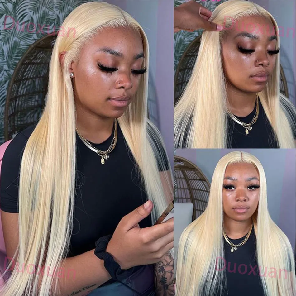 613 hd peruca frontal do laço 13x6 em linha reta perucas de cabelo humano 200% densidade pré arrancado loira brasileira 613 peruca de cabelo humano 13x4 peruca do laço