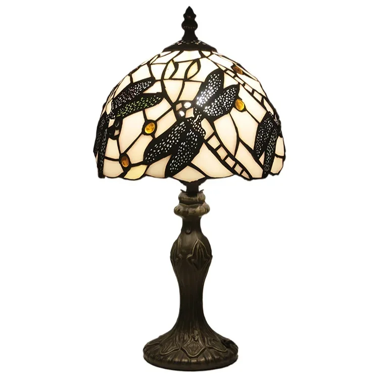 8 inch 20cm Stained Glass Shade Tiffany Vintage Desk Lamp