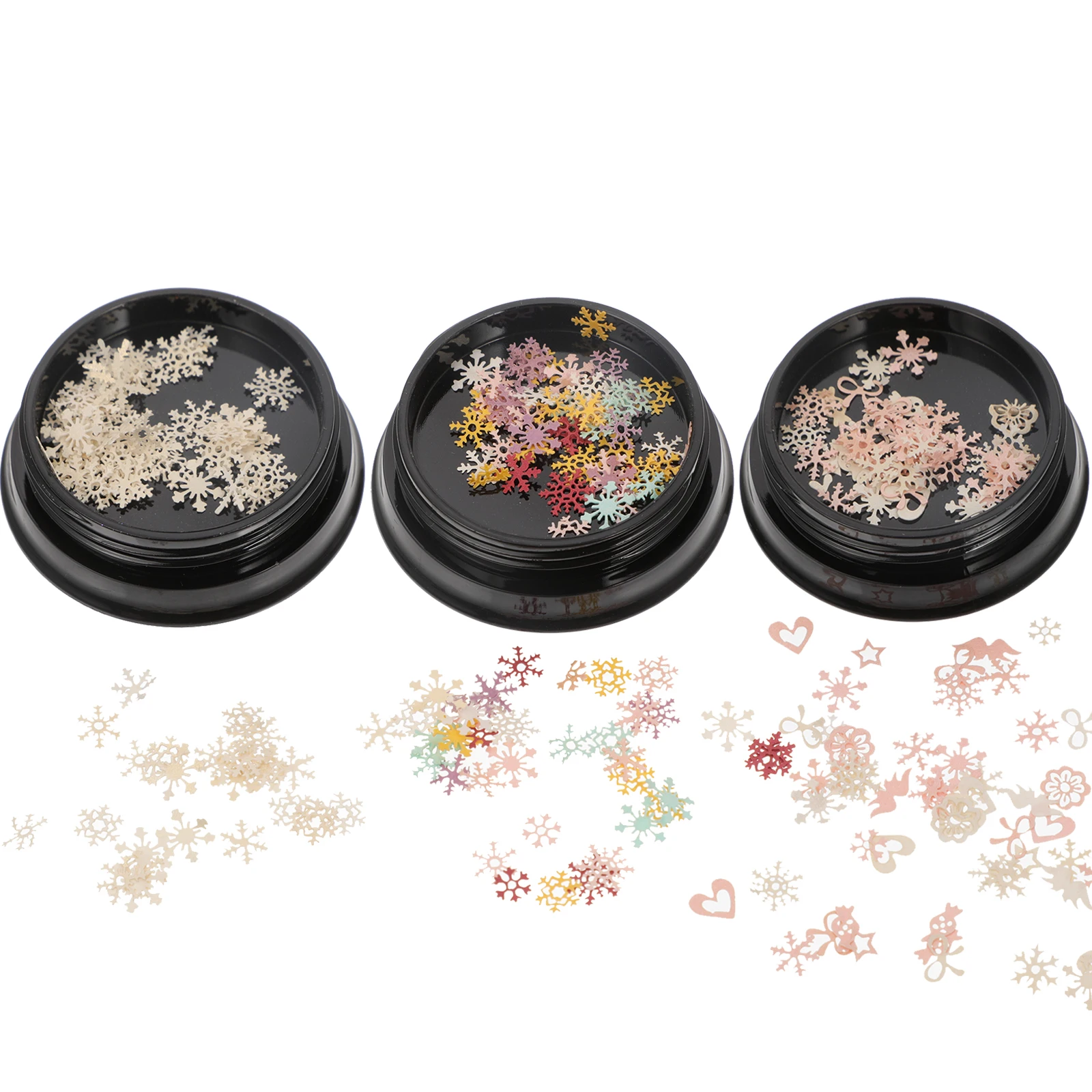 

Nail Sequins Stickers Christmas Manicure Decals Snowflake Flakes Makeup DIY Projects Events Parties Holiday