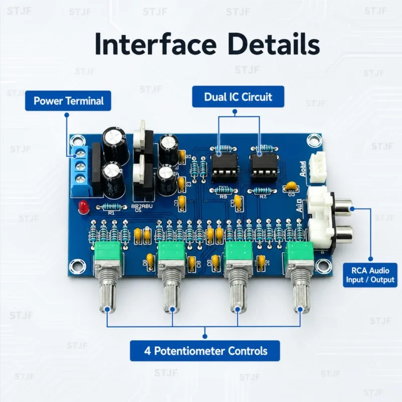 XH-M164 NE5532 Stereo Pre-amp Preamplifier Tone Board Audio 4 Channels Amplifier Module 4CH CH Control Circuit Telephone Preamp