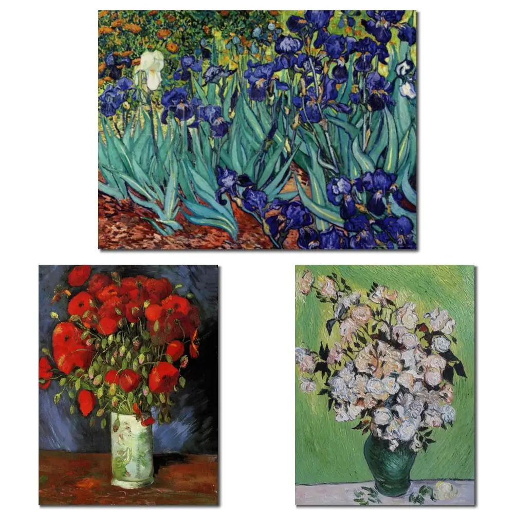 

Landscape Vase with Roses Impressionist Painting in Oils Canvas by Van Gogh Hand Painted Picture for Living Room Display