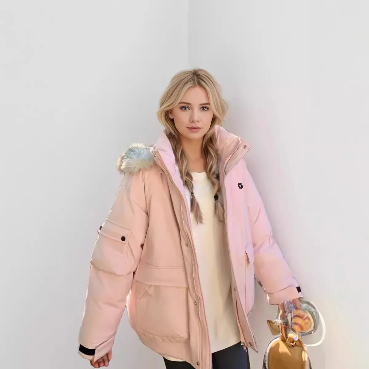 

Women Fur Collar Parkas Coat Winter 2025 New Winter Female Hooded Parka Warm Snow Wear Padded Jacket Women Thicken Cotton Jacket