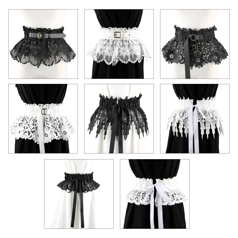 Gothic Lace Flower Ruffle Lift Up Female Waist Corset Wide Belt Women Fashion Slimming Waistband Elastic Corsets N58F