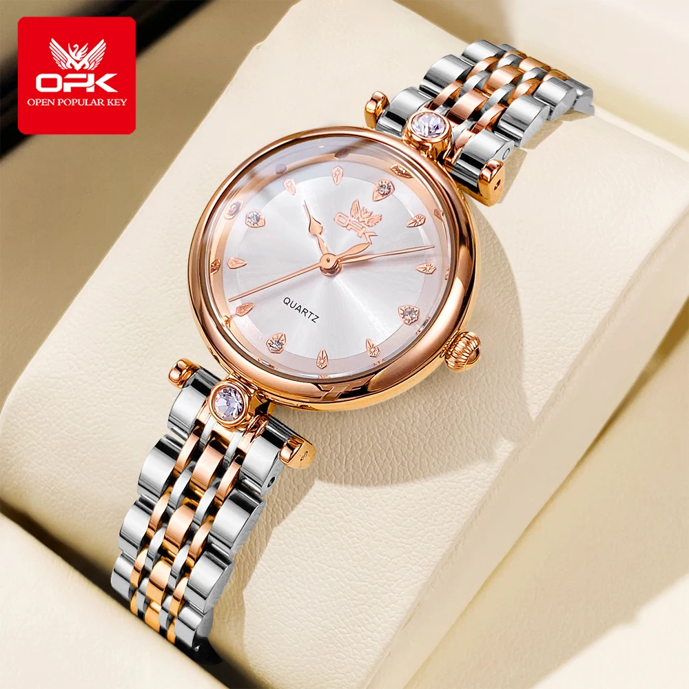 OPK 6087 Elegance Women Original Quartz Movement Watch Premium Solid Steel Strap 30m Waterproof Minimalist Dial Watch Women