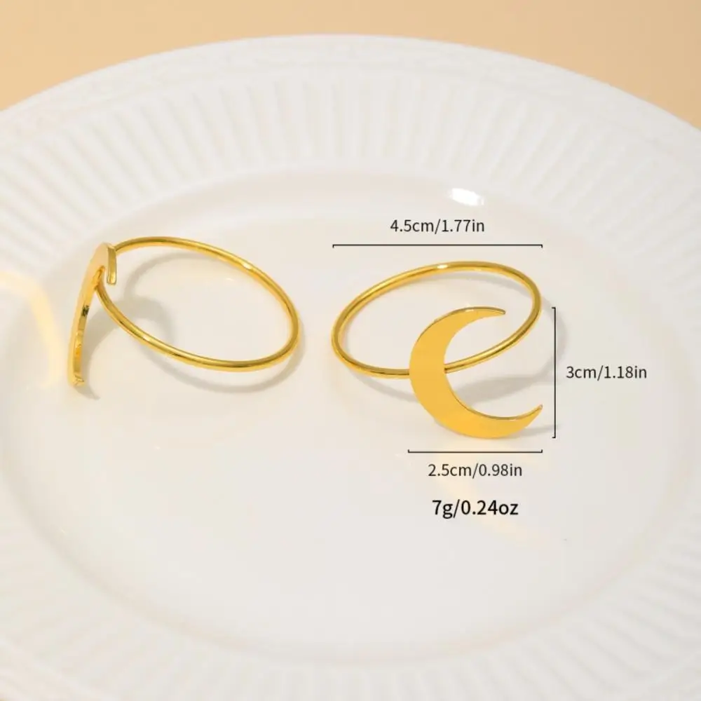 1Pc Eid Mubarak Moon Napkin Rings Hotel Restaurant Alloy Napkin Clasps Gold Mouth Cloth Rings For Muslim Party Supplies