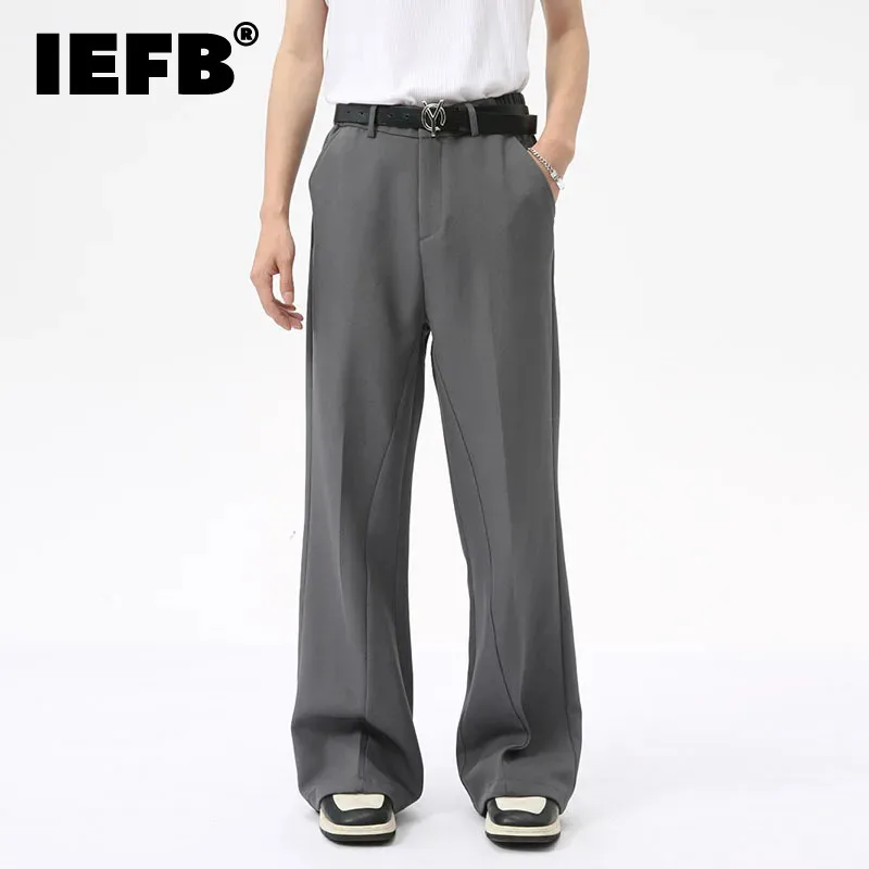 IEFB New Autumn Men\'s Suit Pants Business Casual Boot Cut Straight Bottom Wide Leg Male Solid Color Trousers Simple 9C7030