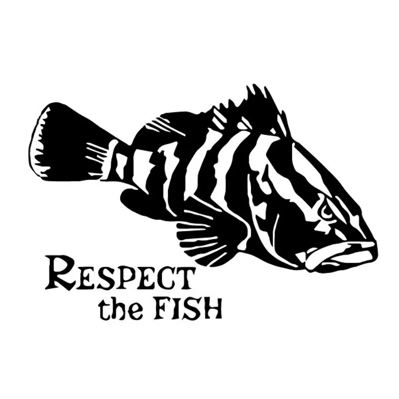 Car Sticker Respect Yuyu Foreign Fish Sea Ocean Art PVC Car Decoration Accessories Decal Creative Black/White,16cm*11cm