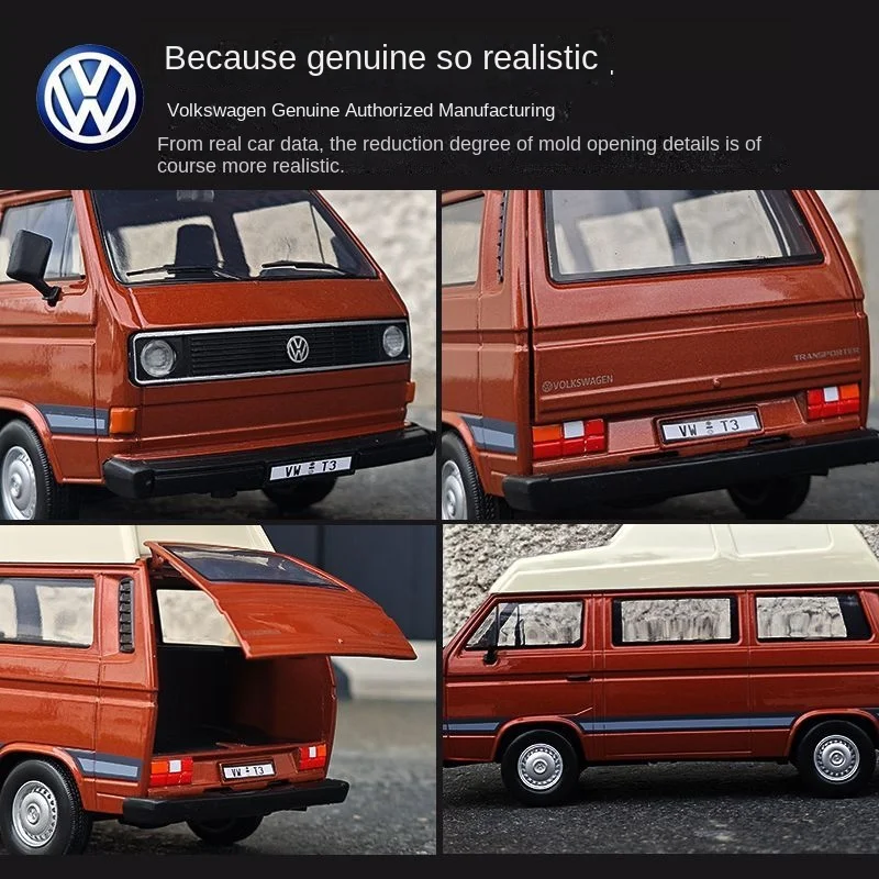 1:24 Volkswagen TYPE 2 T3 Minibus Travel Bus Simulation Alloy Car Model Decoration