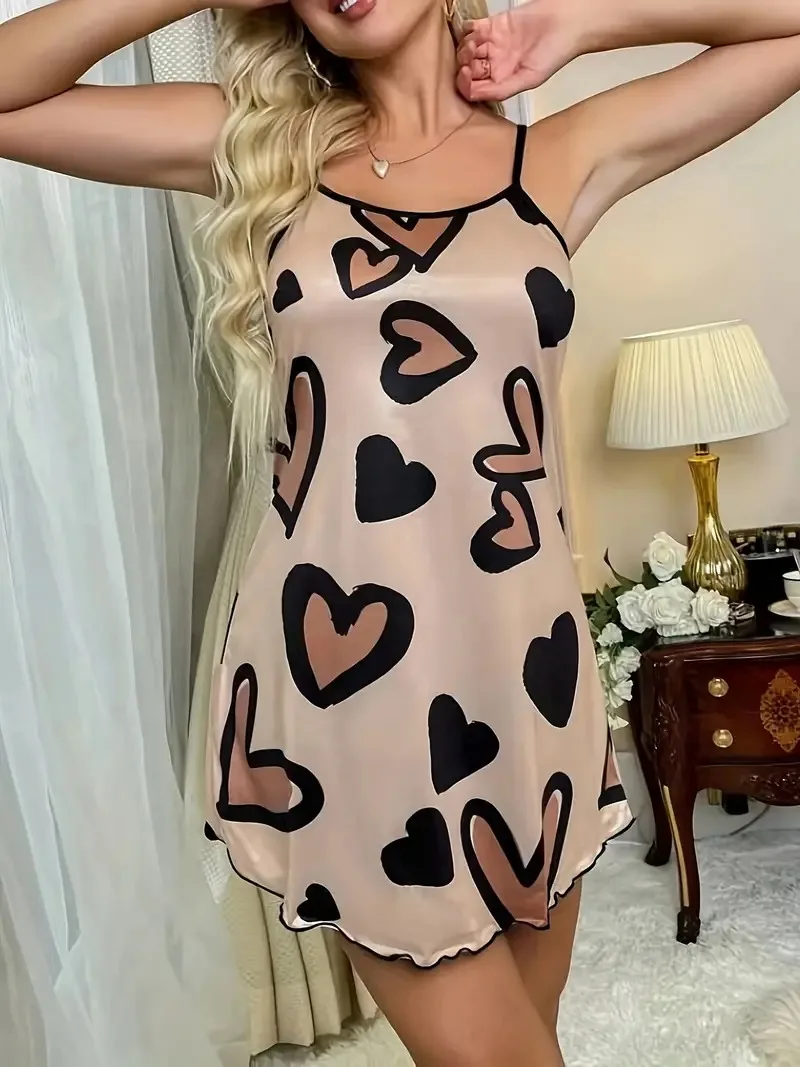 Butterfly Printed Slips Sleepwear Women Nightdress Sexy Lingerie Round Neck Sleep Dress Nighties Nightgown Loungwear