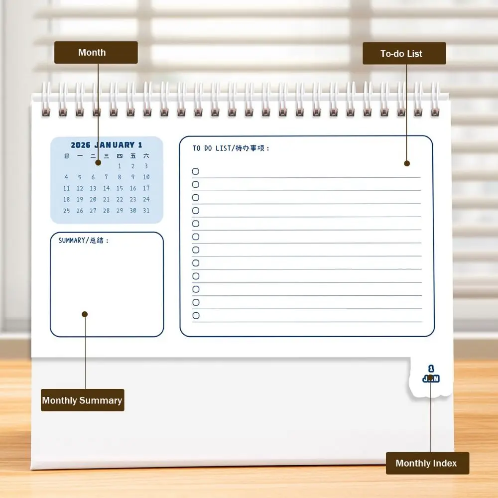

Cartoon Animals 2026 Desk Calendar Memo Notes Coil Binding Monthly Calendar One Month to View Monthly & Daily Planner