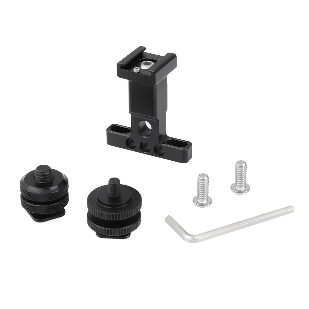 HDRIG Camera 1/4" & 3/8" Cold Shoe Mount With 1/4" Thread Holes Support Holder Lock Nuts For Camera Cage