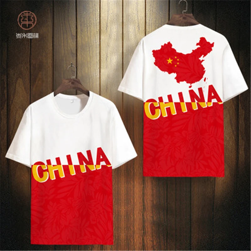 Chinese Character Flag 3D Digital Printing Short Sleeve Tees Tops Summer Quality Hollow Soft Comfortable Cool T Shirt Men XS-7XL