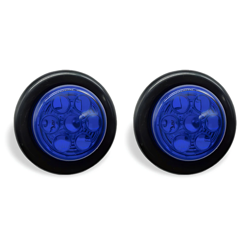 

2pcs Blue 2 inch Round Truck Trailer Side Marker Lamp 7-LED Clearance Tail Light 12V fit for RVs Utes UTVs Boat Caravans