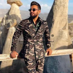 Camouflage Men Suits Double Breasted Formal Blazer Business Smart Casual Prom Customized Formal Party Groom Wedding Tuxedos 2025