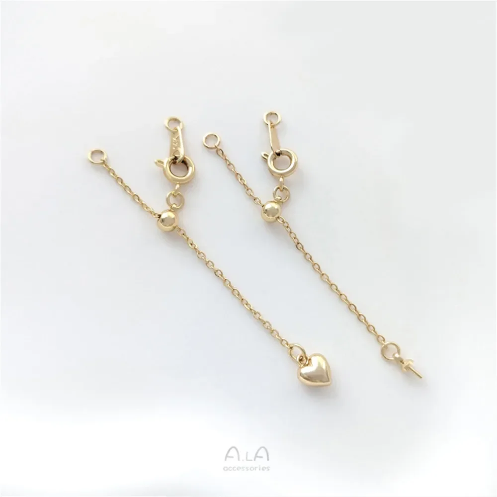

14K Gold-plated Retractable Adjustable Hanging Pearl Support Extension Chain Peach Heart Pendant Tail Chain Diy Accessories