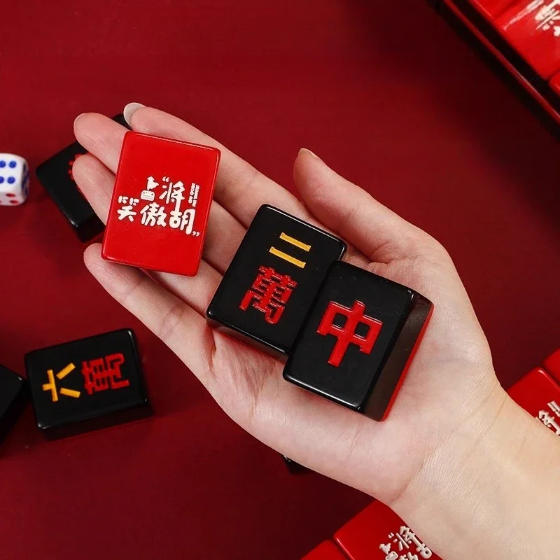 

High-end black mahjong tiles household 42mm hand rubbing mahjong